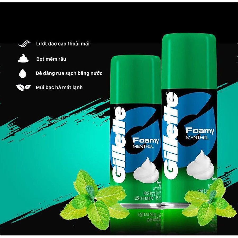 Combo 2 Bọt Cạo Râu GILLETTE Hương Chanh Và Hương Bạc Hà - Chai 175G